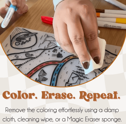 ABC Animals Silicone Reusable Coloring Mat & Markers - vibeboxshop