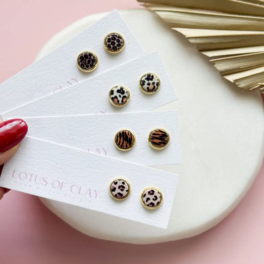 Animal Print Clay Studs - vibeboxshop