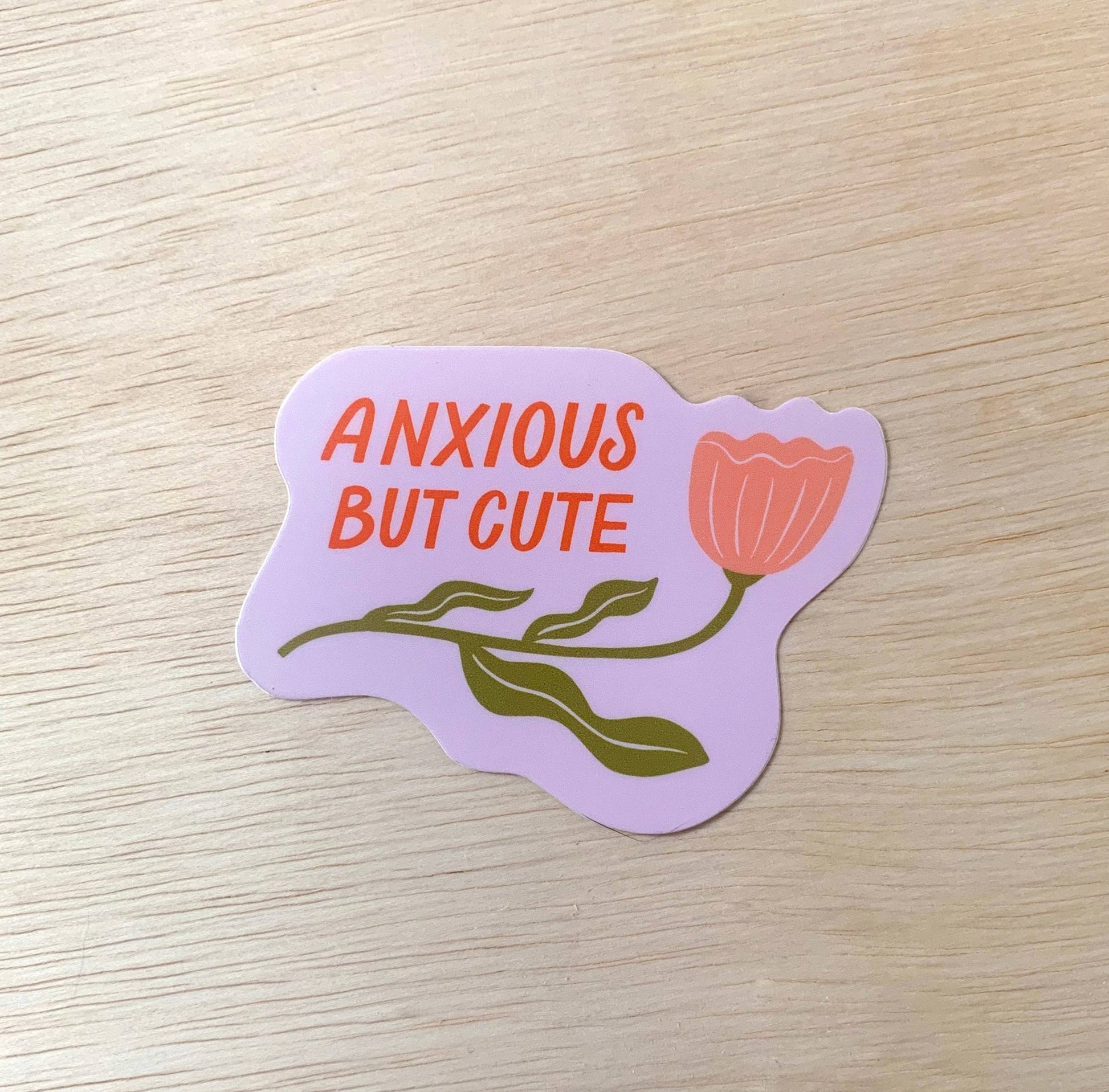 Anxious but cute - Vinyl Mental Health Sticker - vibeboxshop