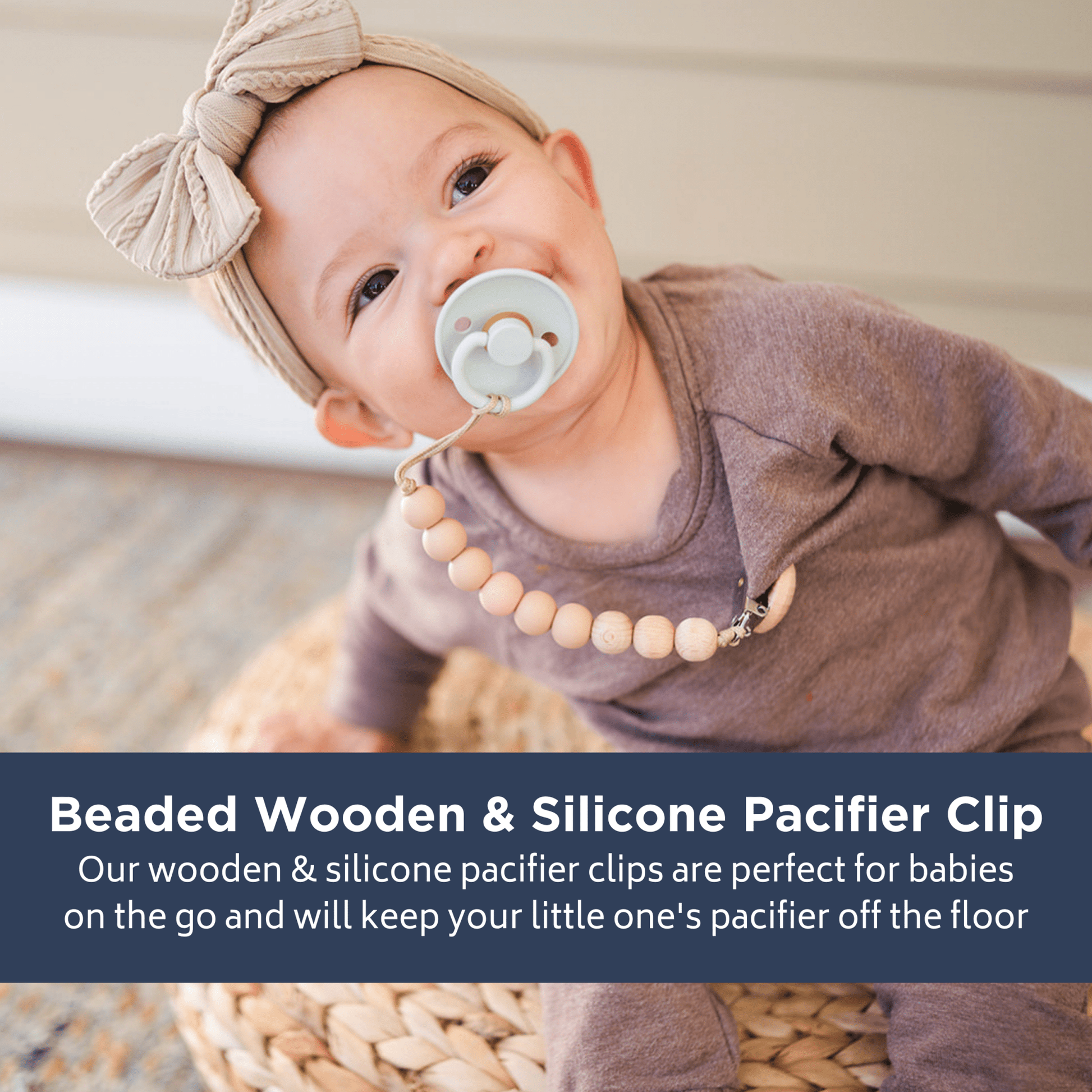 Beaded Wood & Silicone Pacifier Clip - vibeboxshop