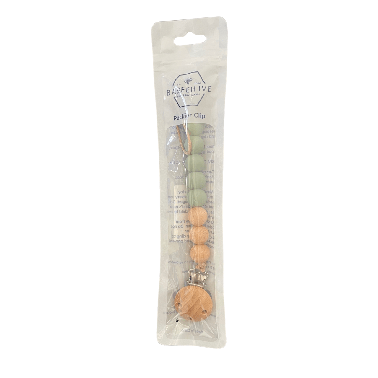 Beaded Wood & Silicone Pacifier Clip - vibeboxshop