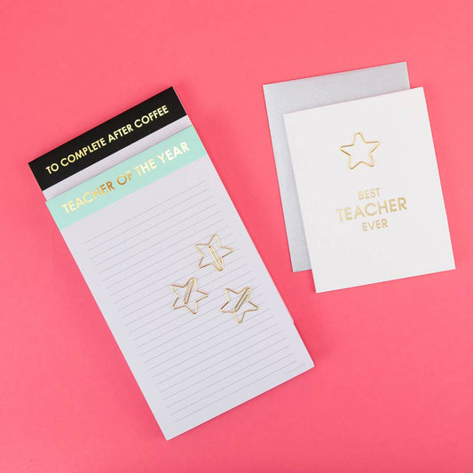 Best Teacher Ever Paper Clip Greeting Card - vibeboxshop