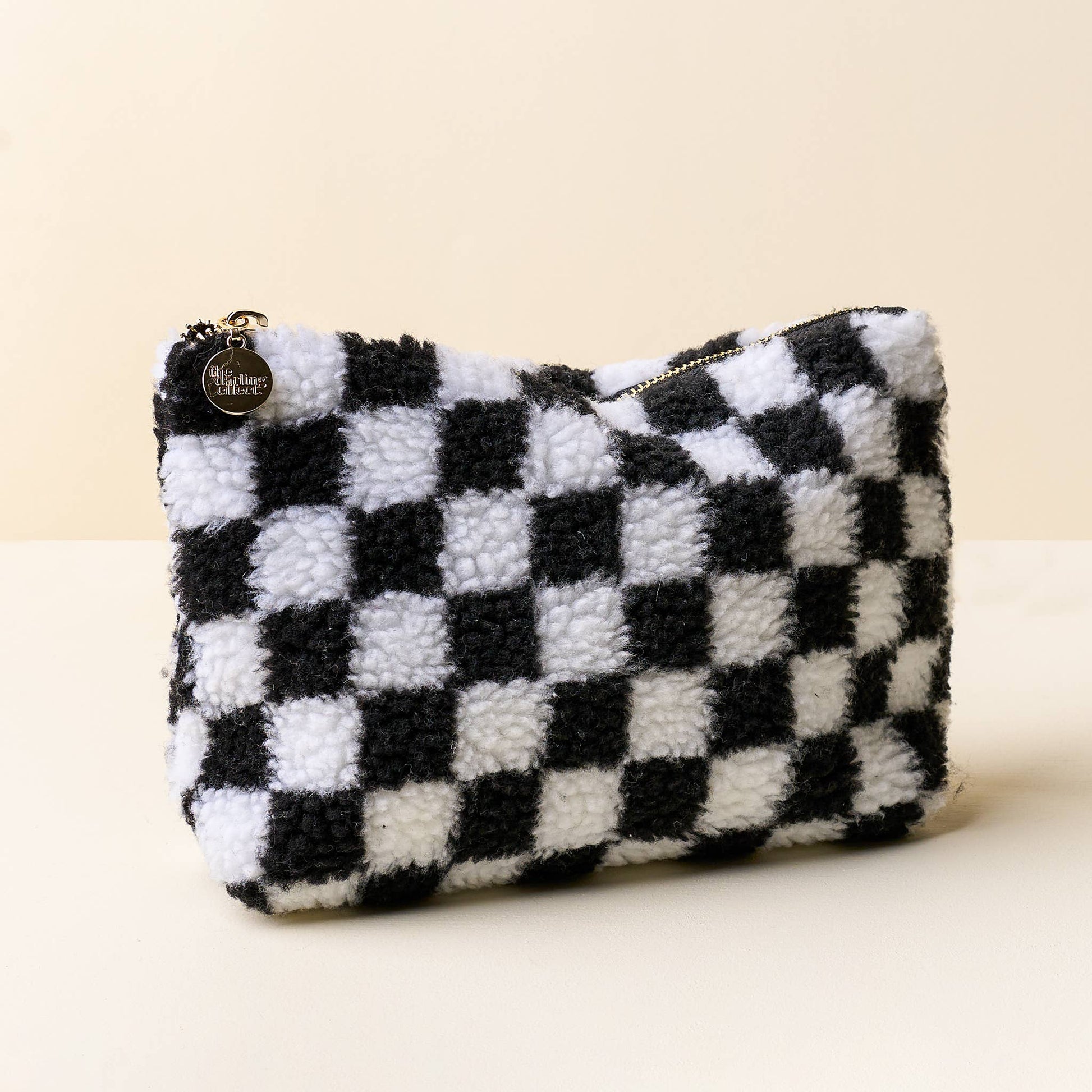 Black Checkered Teddy Pouch - vibeboxshop