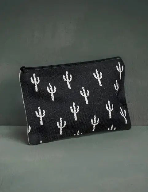 Black Saguaro Makeup Bag - vibeboxshop