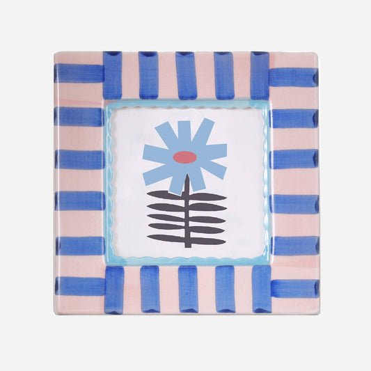 Blue Stripe Ceramic Photo Frame - vibeboxshop