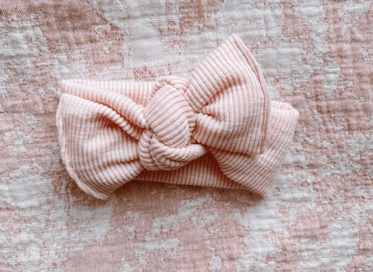 Blush Ribbed Tie On Headwrap - vibeboxshop