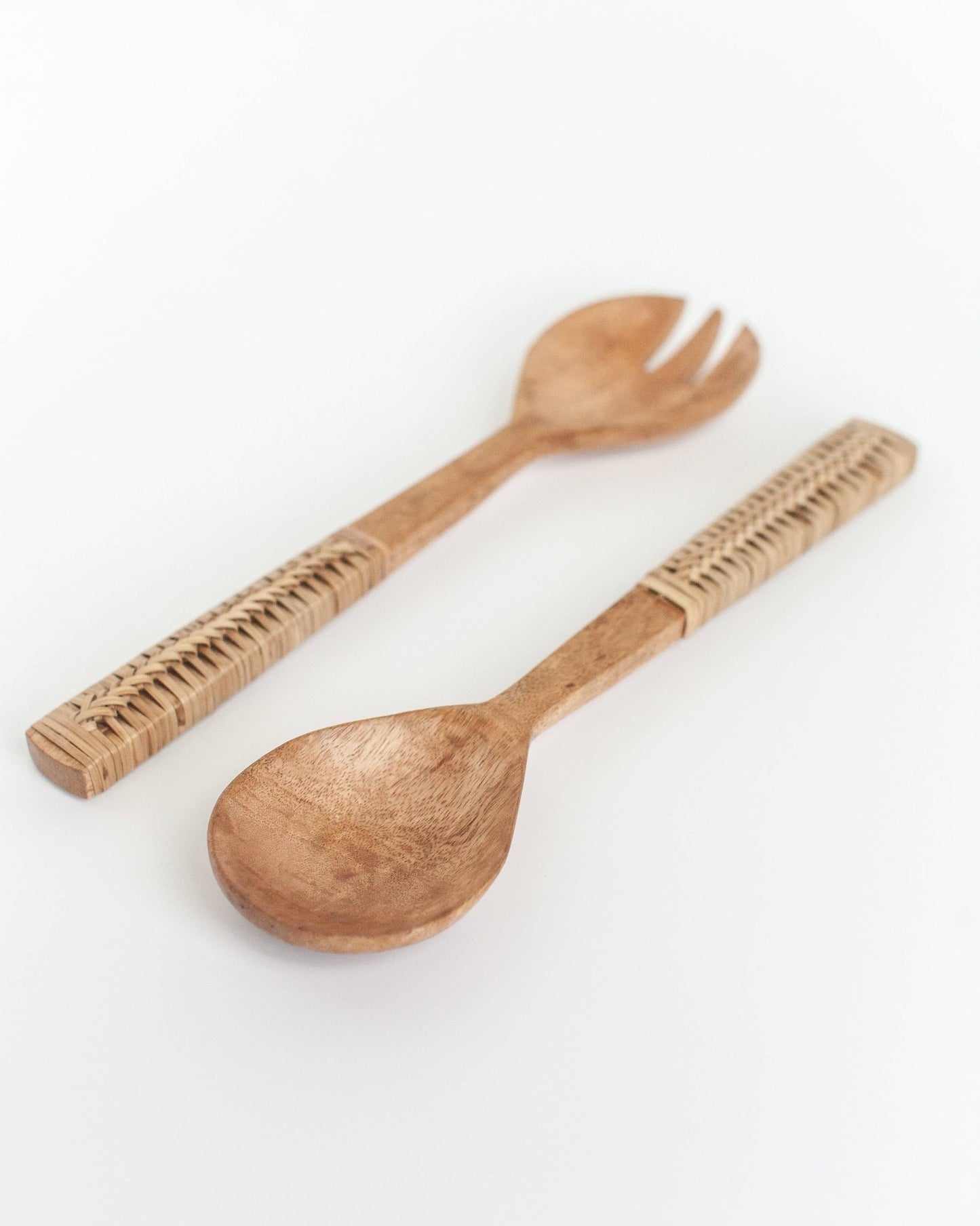 Braided Mango Wood Salad Servers - vibeboxshop