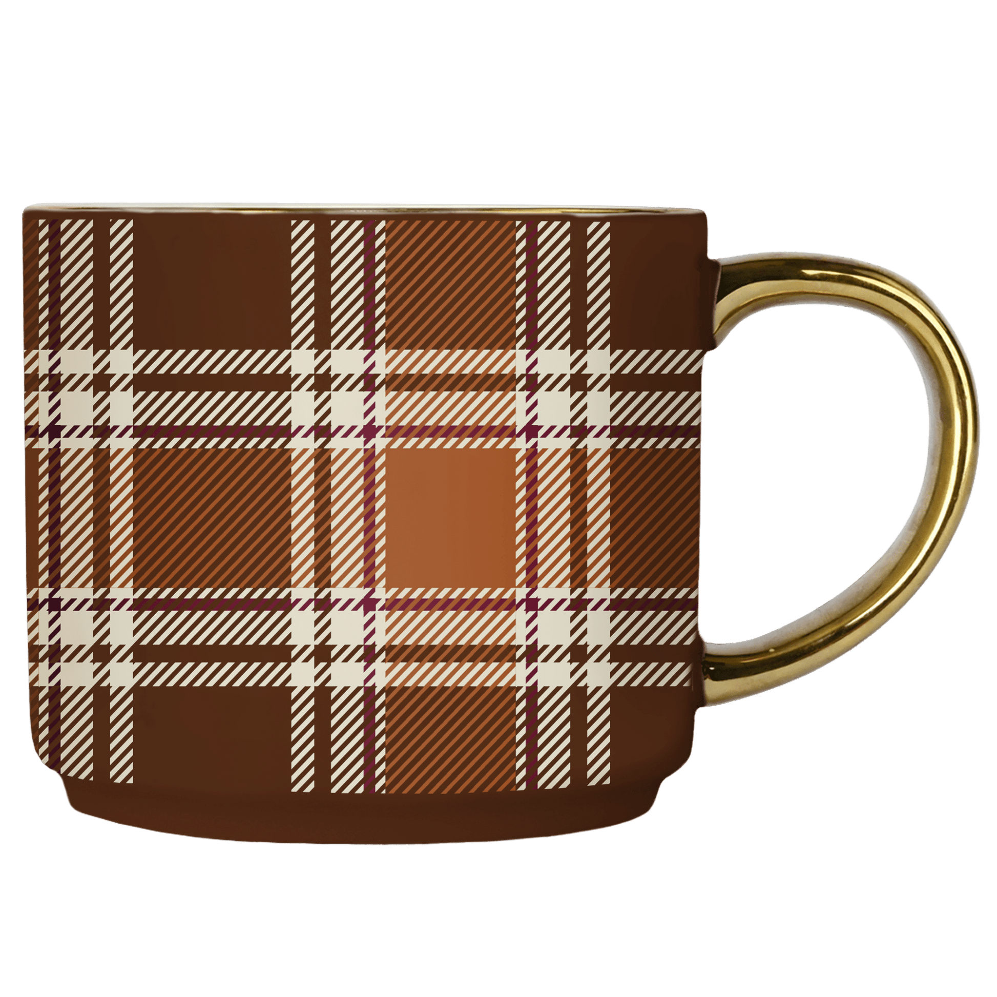 Brown Plaid Coffee Mug - vibeboxshop