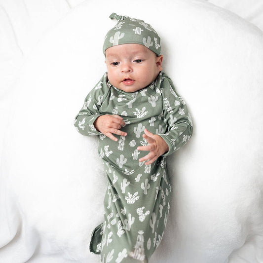 Cactus Bamboo Newborn Gown and Hat Set - vibeboxshop