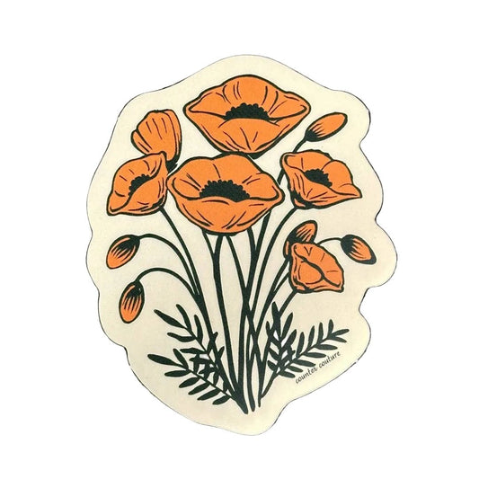 California Poppy Waterproof Sticker - vibeboxshop