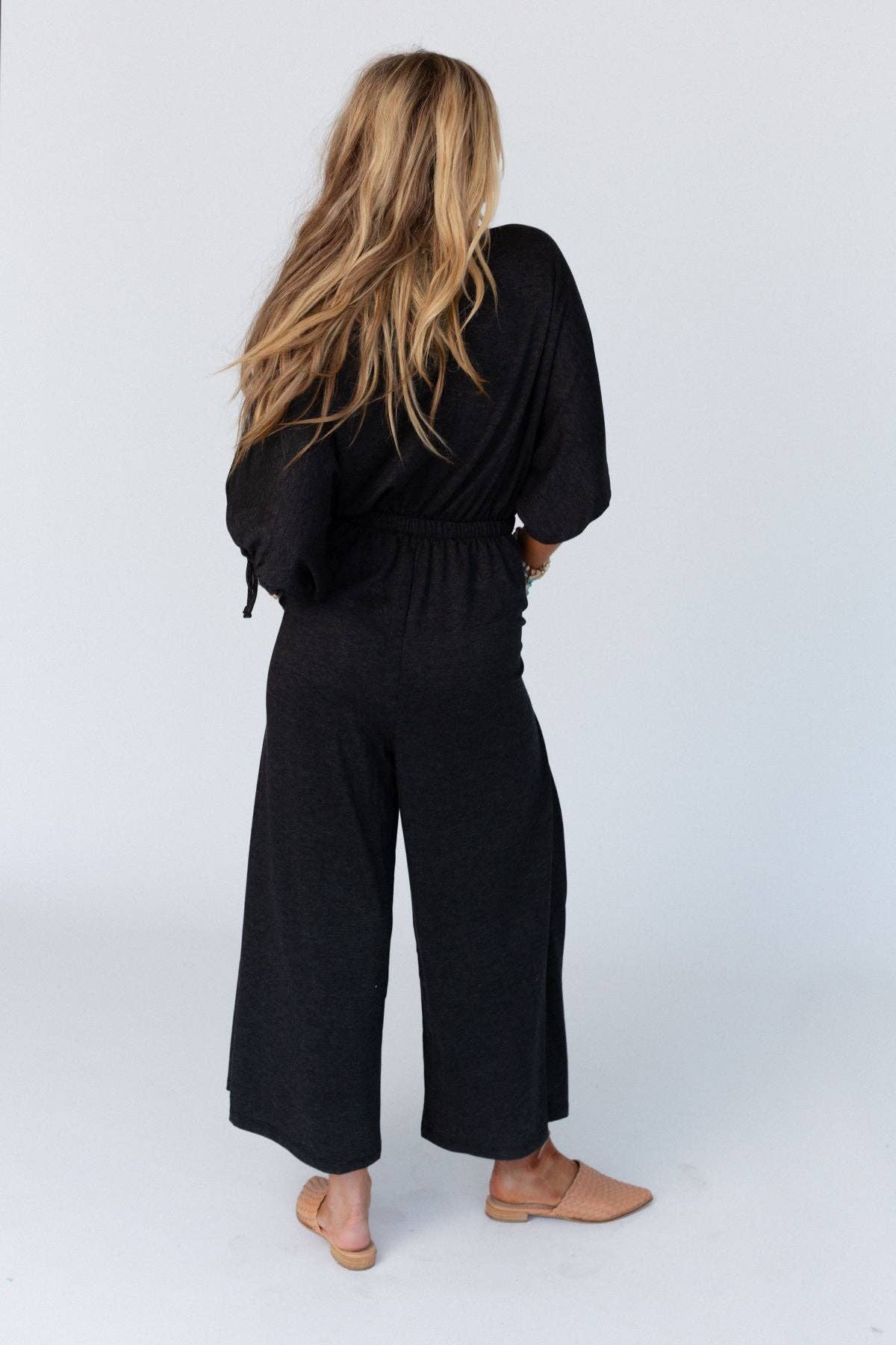 Carolina Comfy Wide Leg Jumpsuit - Charcoal - vibeboxshop