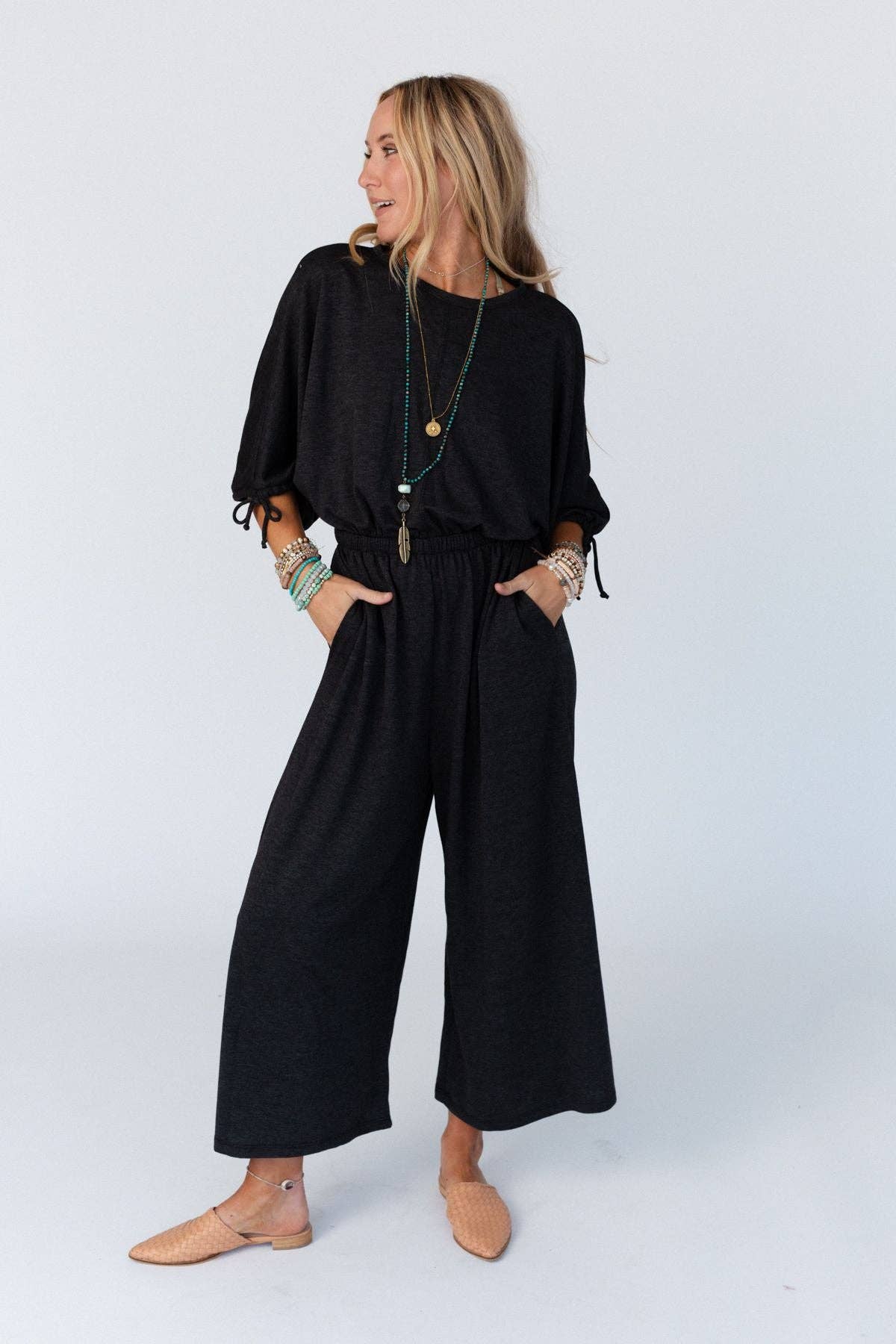 Carolina Comfy Wide Leg Jumpsuit - Charcoal - vibeboxshop