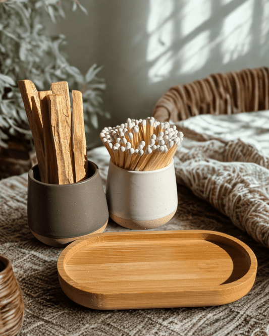 Ceramic Pot Match & Palo Santo Holder Set with Tray - vibeboxshop