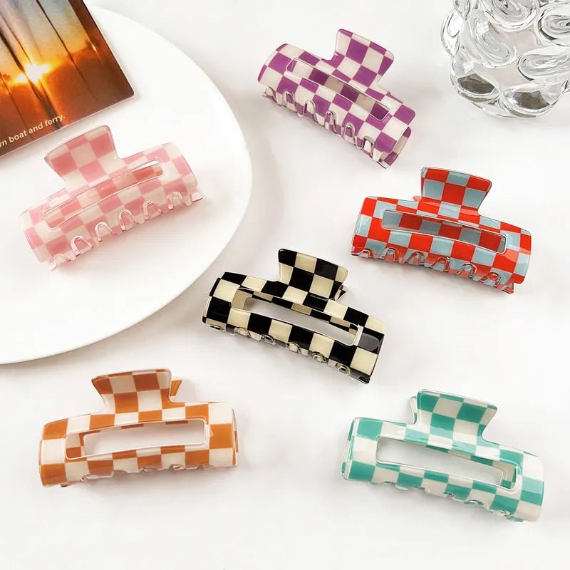 Checkered Hair Clips - vibeboxshop