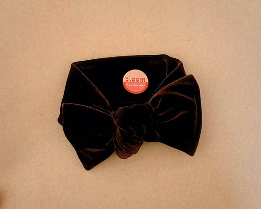 Chocolate Velvet Tie On Headwrap - vibeboxshop