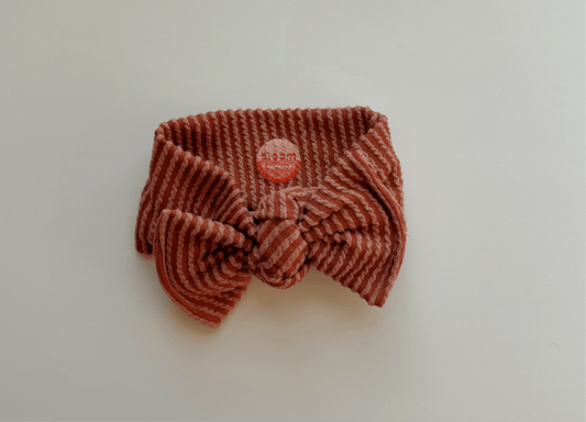 Cinnamon Wavy Ribbed Tie On Headwrap - vibeboxshop