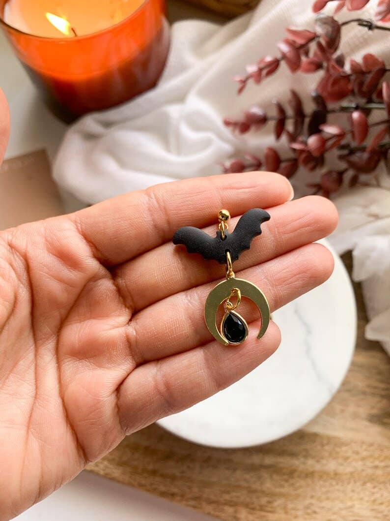 Clay Bat Dangle Earrings - vibeboxshop