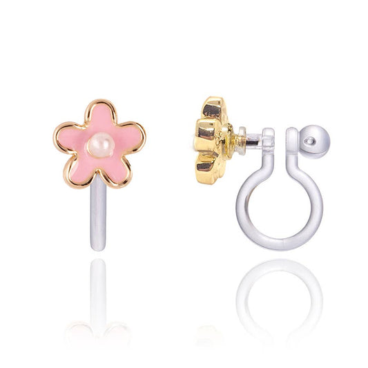 CLIP ON Cutie Earrings - Pink Fancy Flower - vibeboxshop
