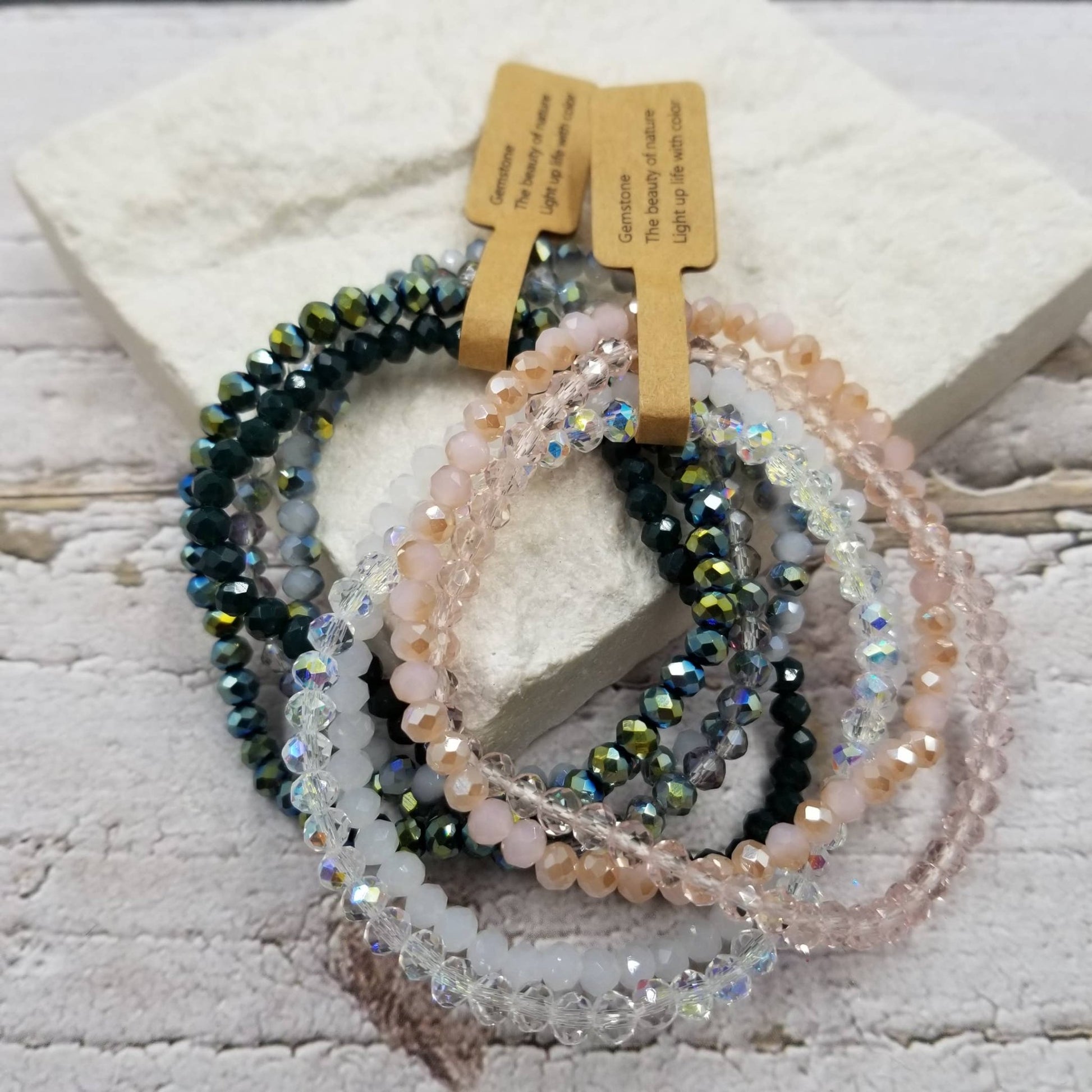 Colored Glass Crystal Bracelet Set - vibeboxshop