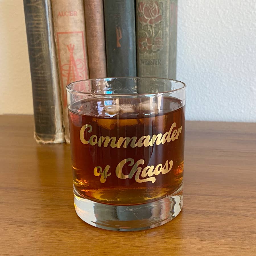 Commander of Chaos Rocks Glass - vibeboxshop