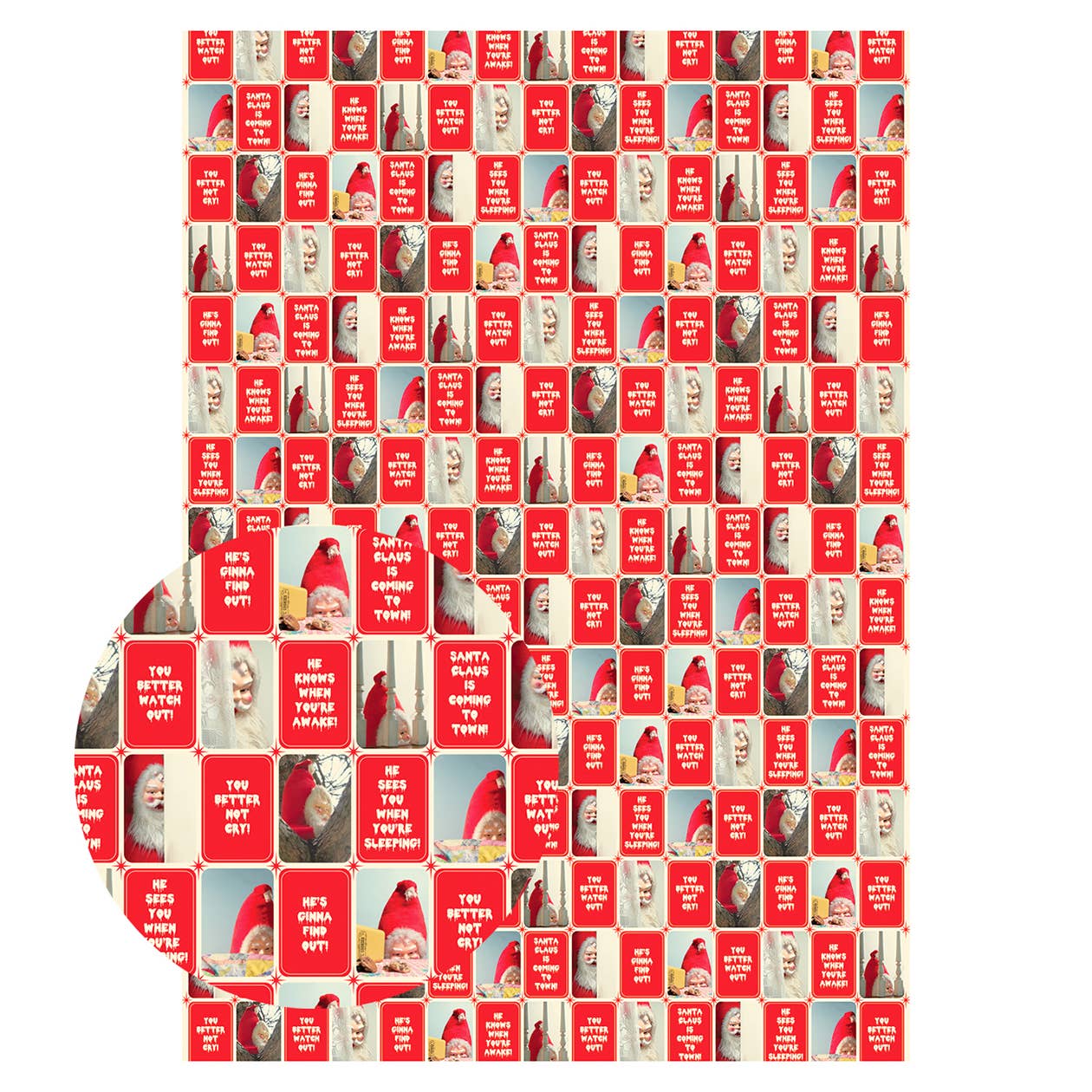 Creepy Santa Mixed Gift Wrapping Paper Set: Roll of 3 Sheets - vibeboxshop