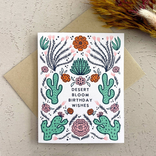 Desert Bloom Birthday Wishes Card - vibeboxshop