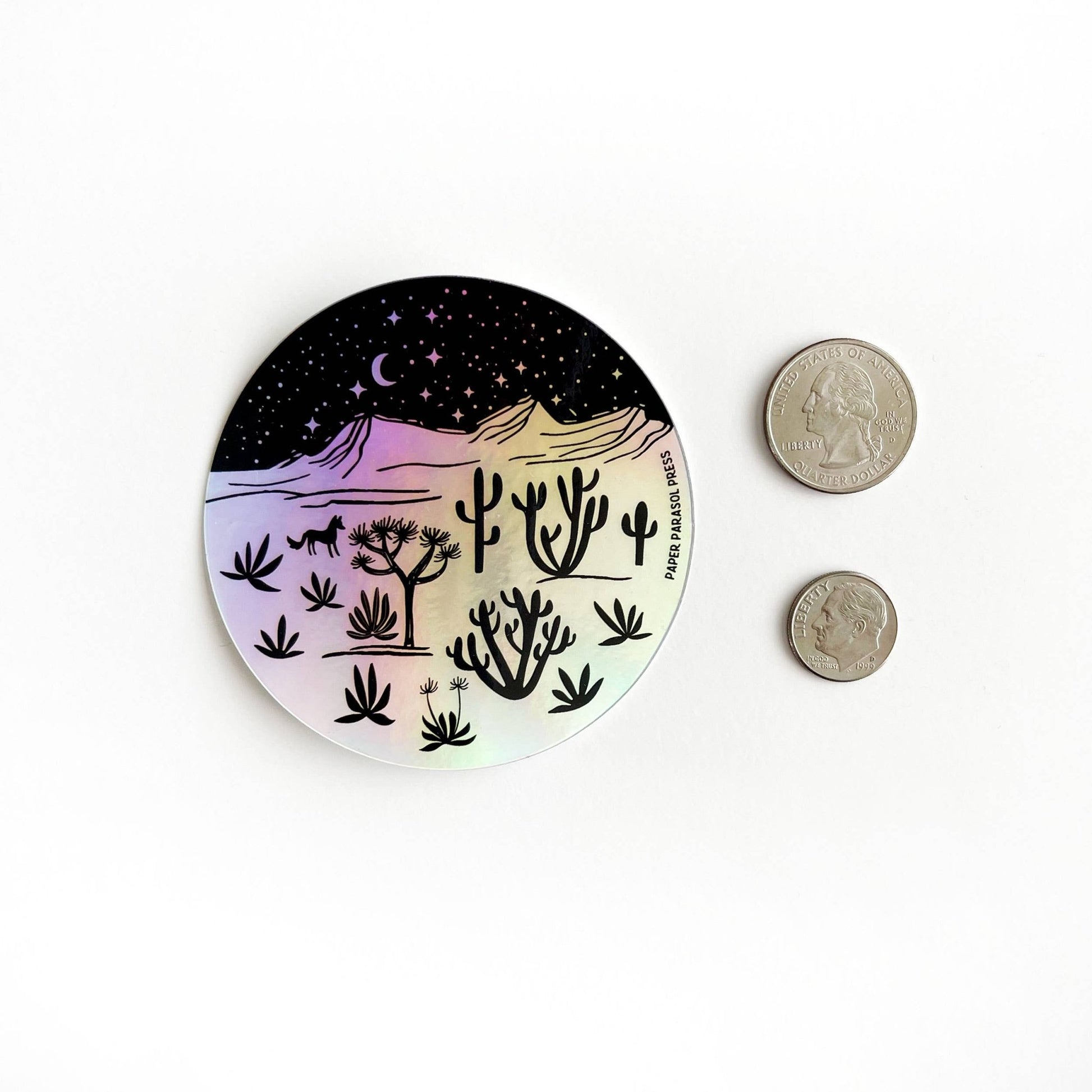 Desert Landscape Holographic Sticker - vibeboxshop