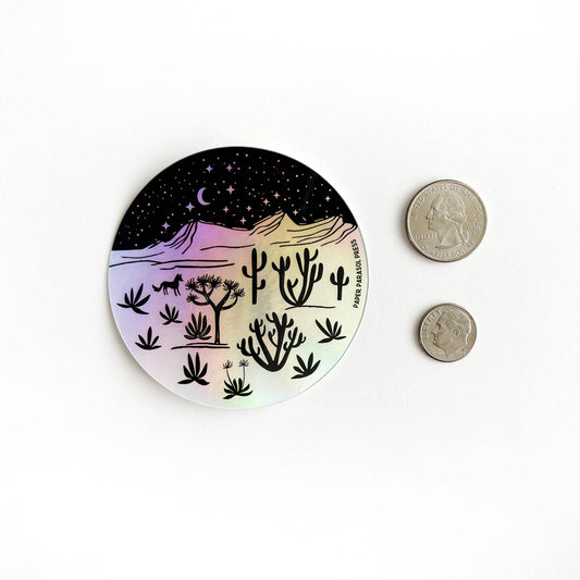 Desert Landscape Holographic Sticker - vibeboxshop