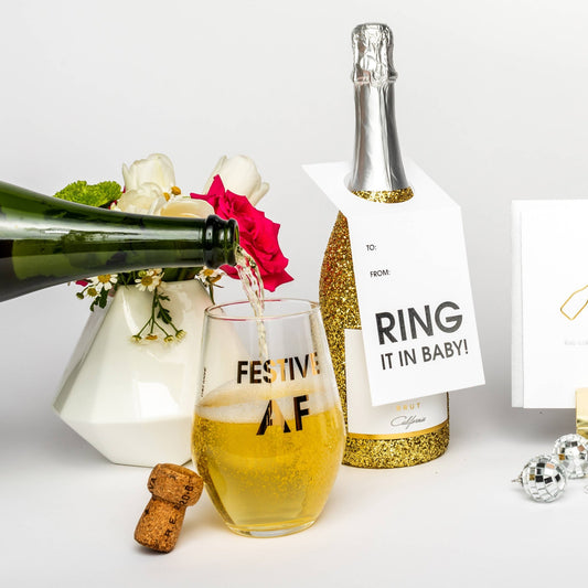 Festive AF Stemless Wine Glass - vibeboxshop