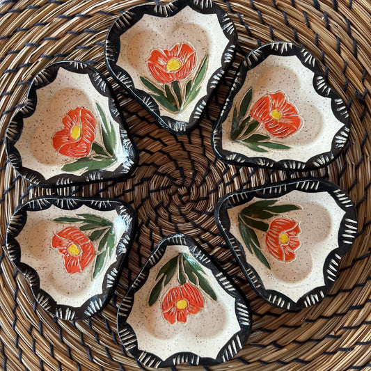 Floral Sgraffito Heart Trinket Dish - vibeboxshop