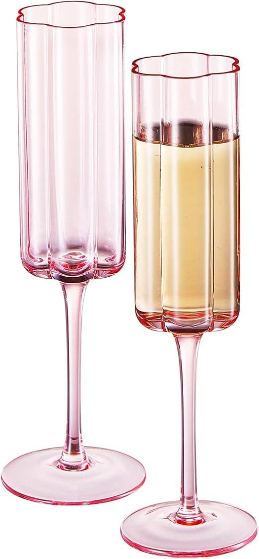 Flower Champagne Flute Glass - vibeboxshop