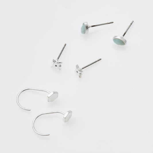 Gabby Stud Trio - Silver - vibeboxshop
