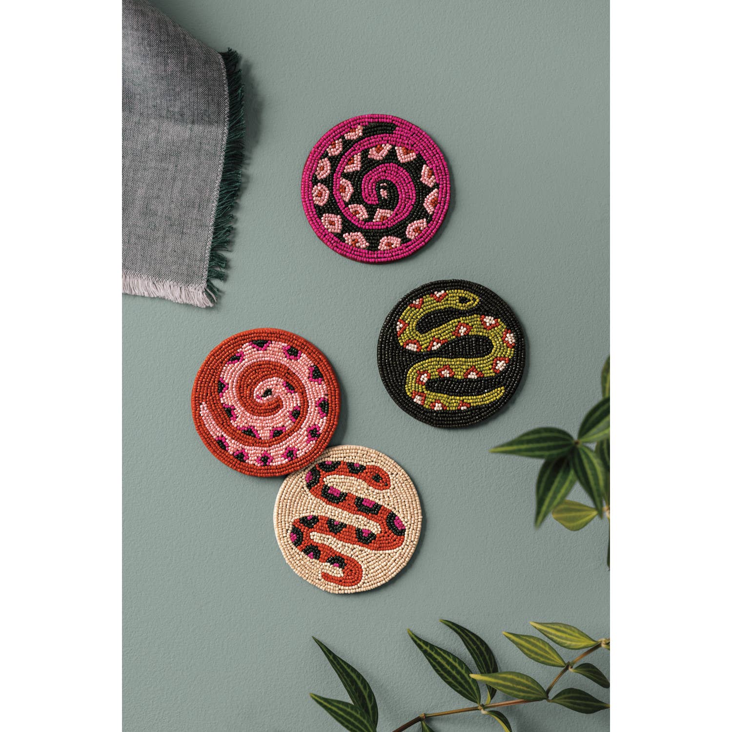 Gardenland Beaded Coasters Set of 4 - vibeboxshop