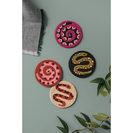 Gardenland Beaded Coasters Set of 4 - vibeboxshop