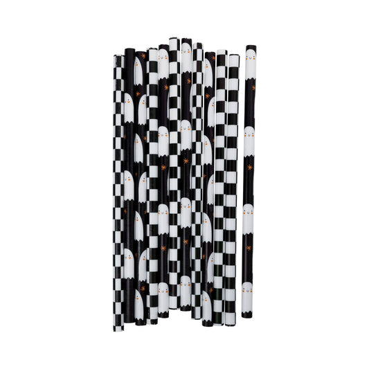 Ghosts and Checks Reusable Straws - vibeboxshop
