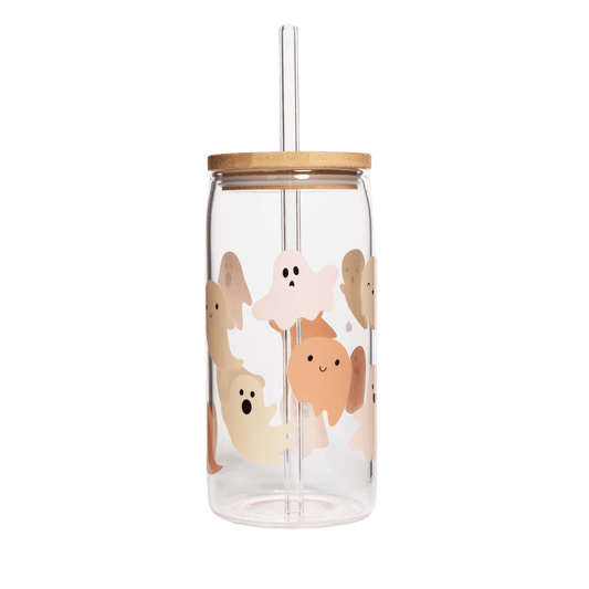 Ghosts Can Glass w/ Straw & Lid - vibeboxshop