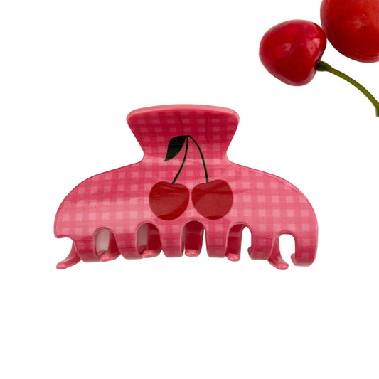 Gingham Cherry Claw Clip - vibeboxshop