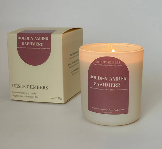 Golden Amber Cashmere Candle - 9oz  - vibeboxshop