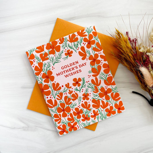 Golden Mother's Day Poppies Card - vibeboxshop