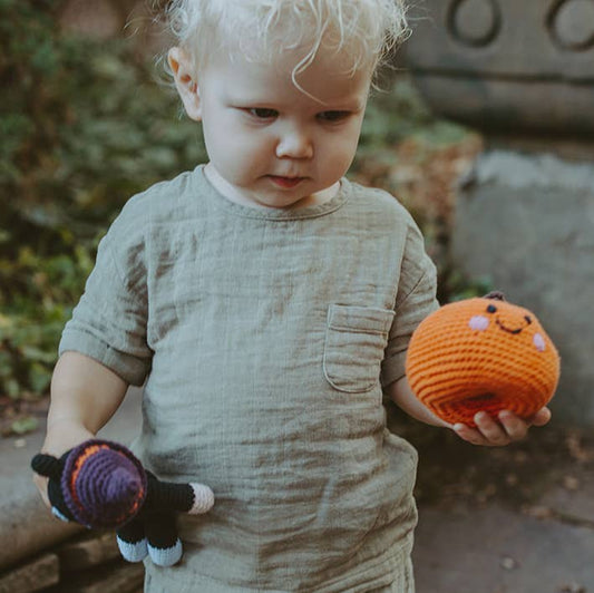 Handmade Orange Pumpkin Rattle - vibeboxshop