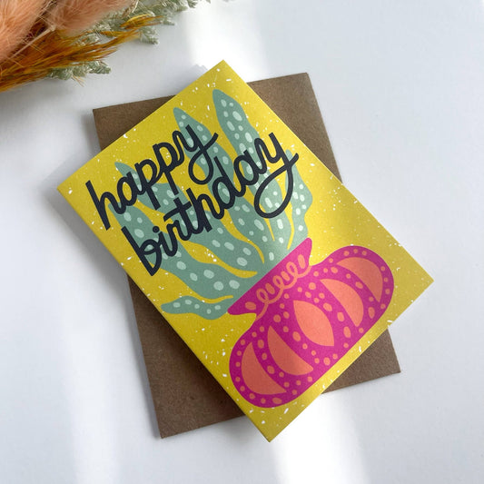 Happy Birthday Snake Plant Mini Card - vibeboxshop