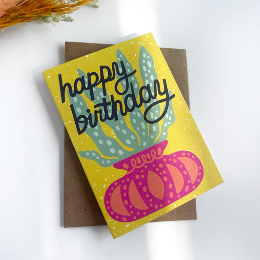 Happy Birthday Snake Plant Mini Card - vibeboxshop