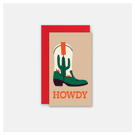 Howdy Western Cowboy Boot - Gift Card Greeting Card - vibeboxshop