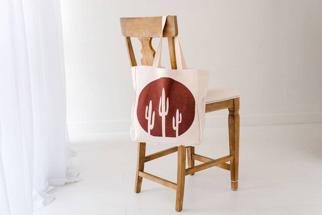 Large Dark Clay Saguaro Tote - vibeboxshop
