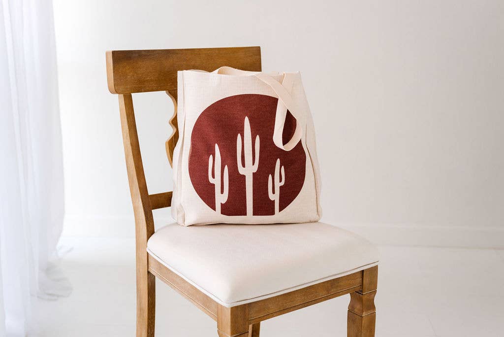 Large Dark Clay Saguaro Tote - vibeboxshop