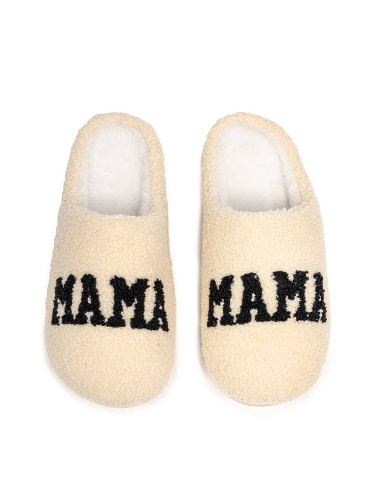 "Mama" Slippers - Cream - vibeboxshop