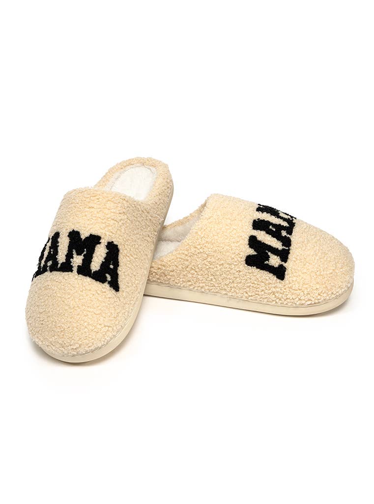 "Mama" Slippers - Cream - vibeboxshop