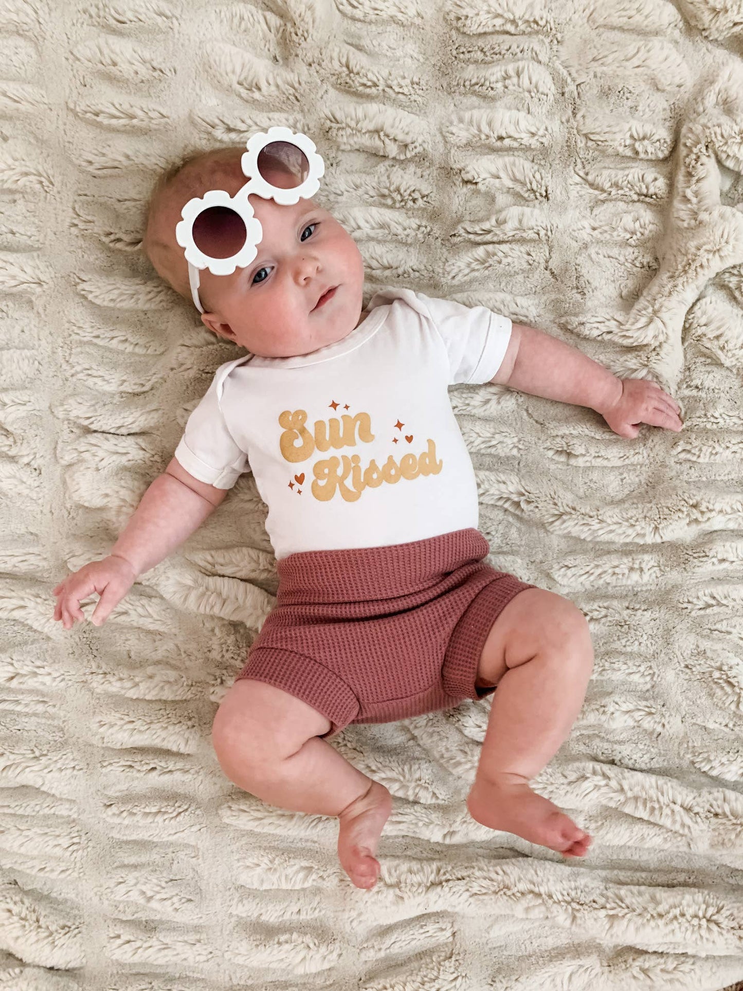 Mauve Waffle Baby Bummie Shorts - vibeboxshop