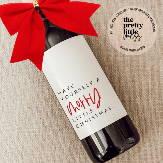Merry Little Christmas Wine Label - vibeboxshop