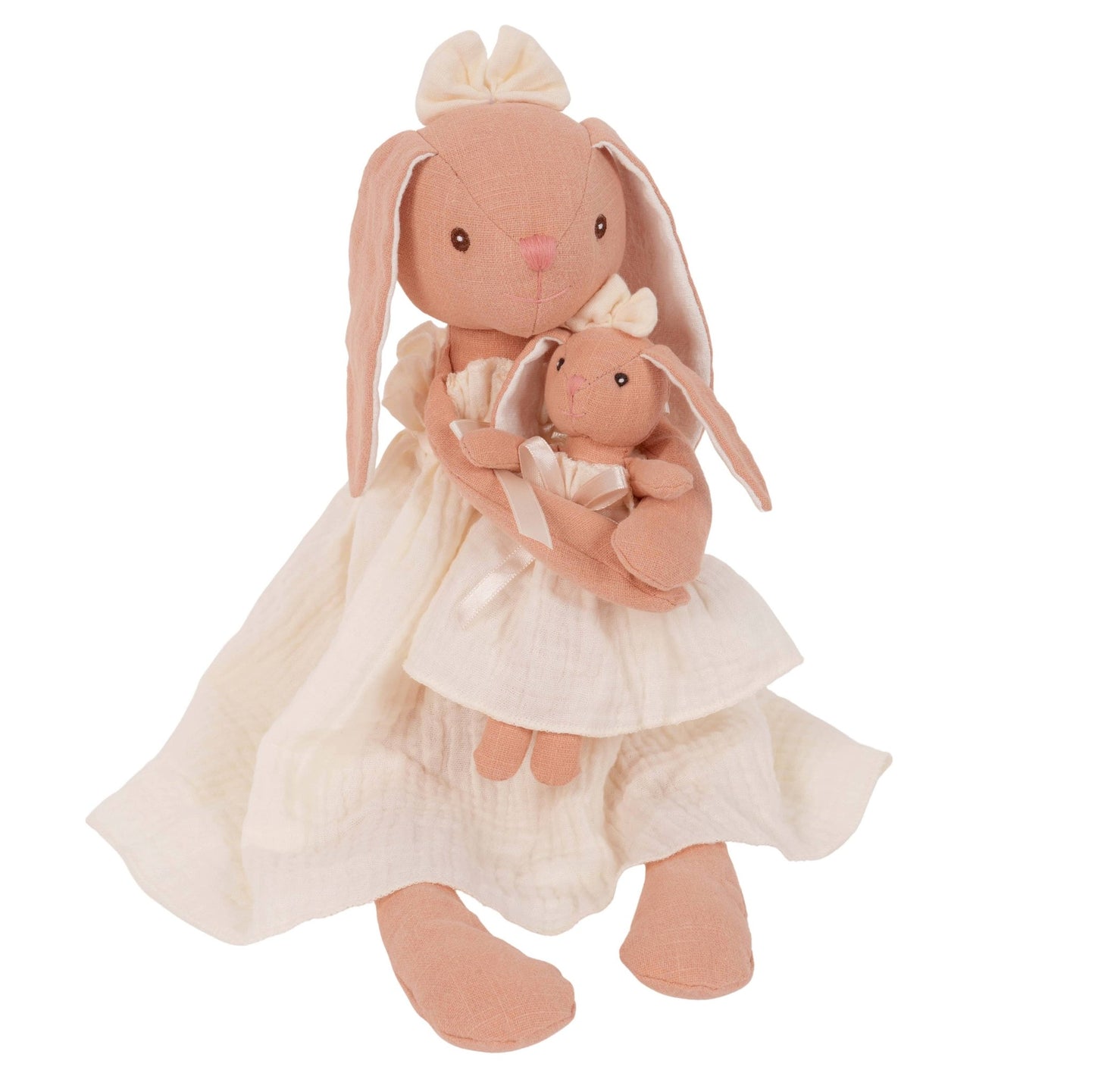 Mom and Baby Bunny Linen Dolls   - vibeboxshop